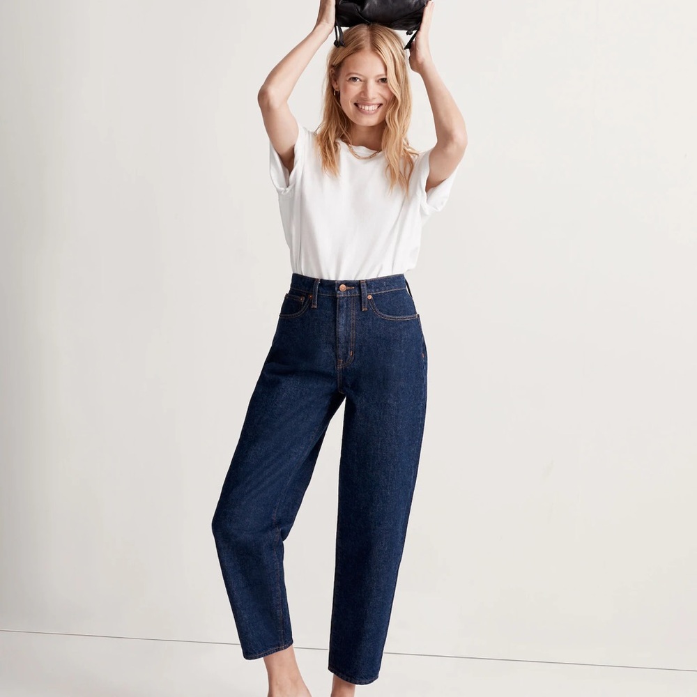 Madewell High Rise Dark Blue Balloon Jeans